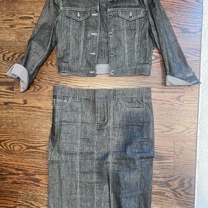 Bebe Black Denim Jacket and Skirt Set
